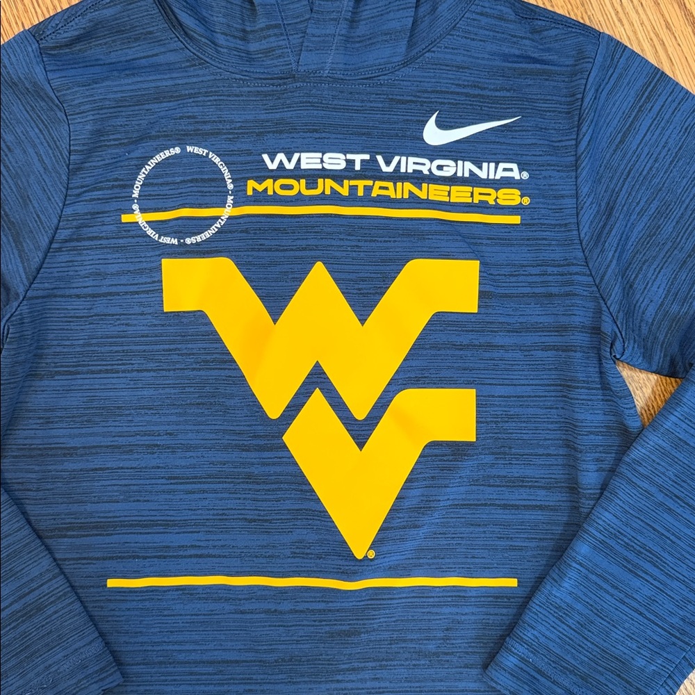 West Virginia Mountaineers Nike Dri-Fit Hoodie/Shirt. Size Medium. WVU. - Picture 4 of 10